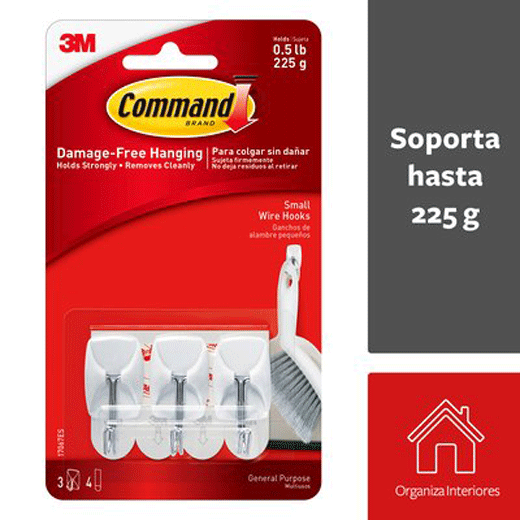 Set 3 Ganchos para Utensilios Command™ (Soportan hasta 225grs)