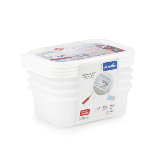 Set 4 contenedores plásticos para refrigerador Domino 0,5Lts Rotho®