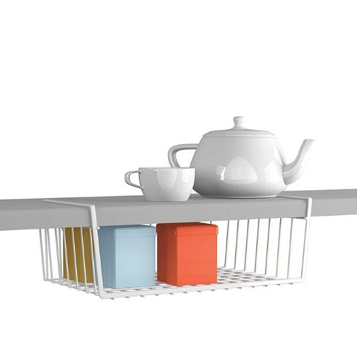 canasto organizador colgante metal blanco metaltex
