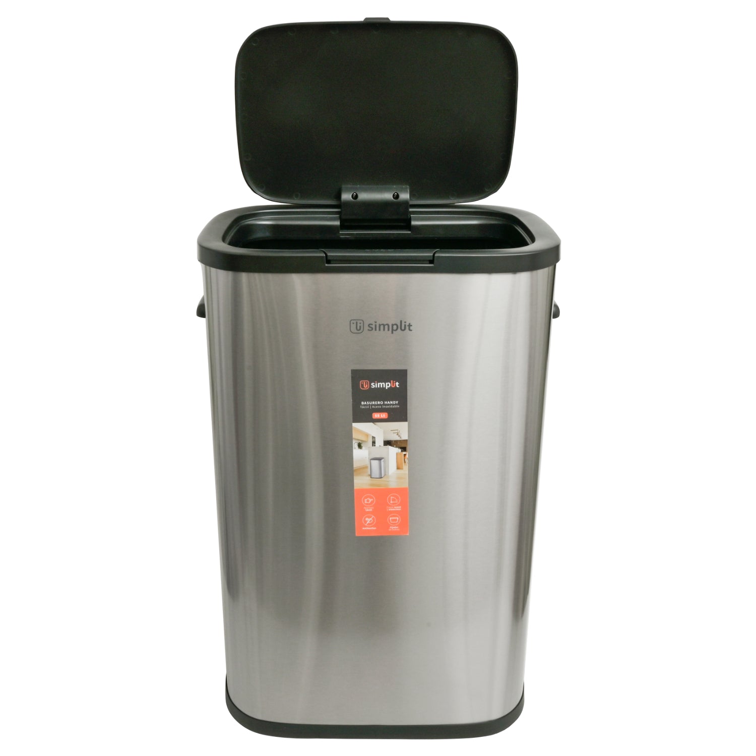 Basurero Cocina Handy 55lts Táctil Acero Inox Simplit