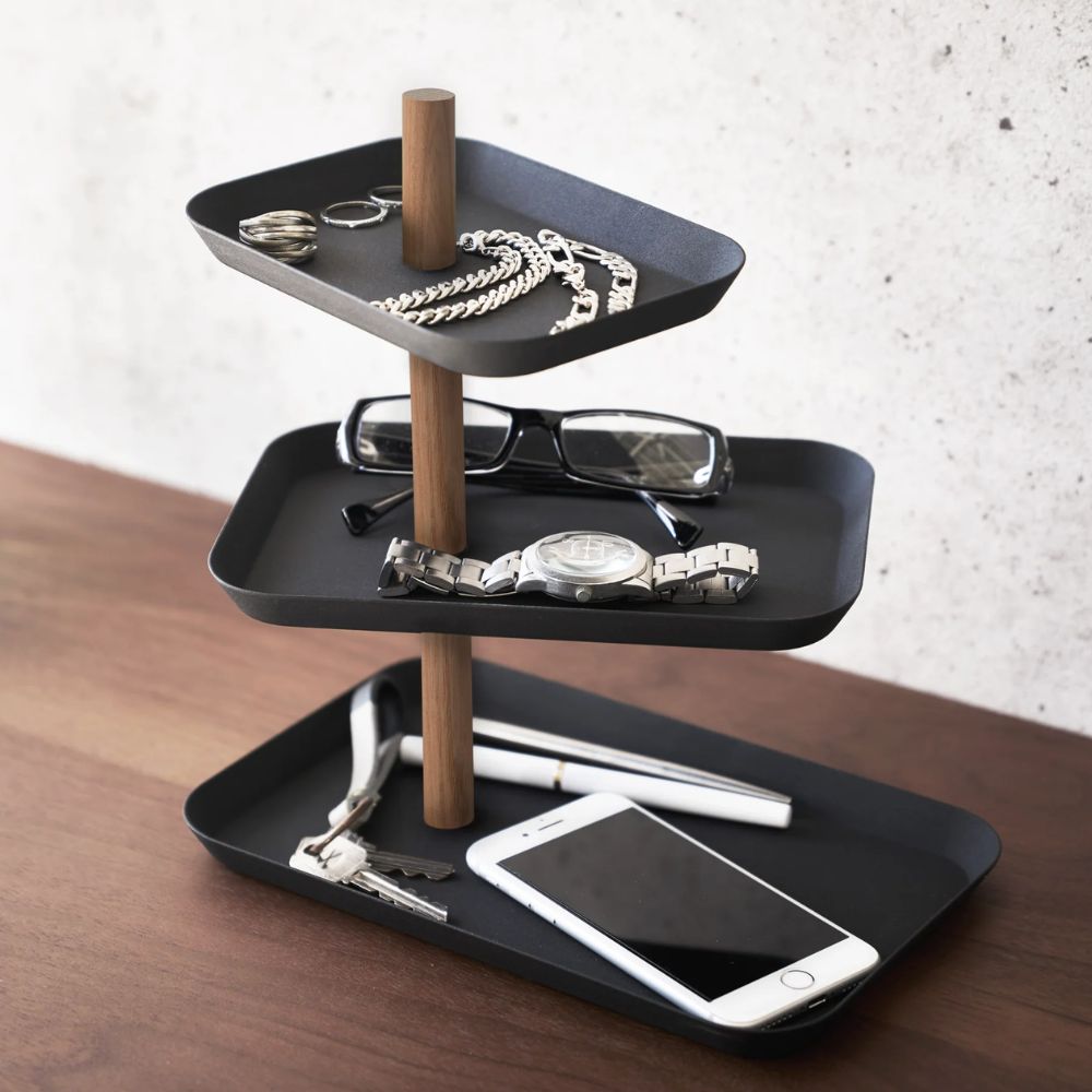 Soporte Accesorios 3 Bandejas Giratorias Negro Yamazaki®