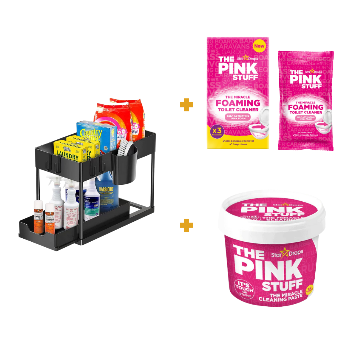 Pack De Limpieza Pink Stuff + Organizador 2 Niveles Bajo Lavaplatos