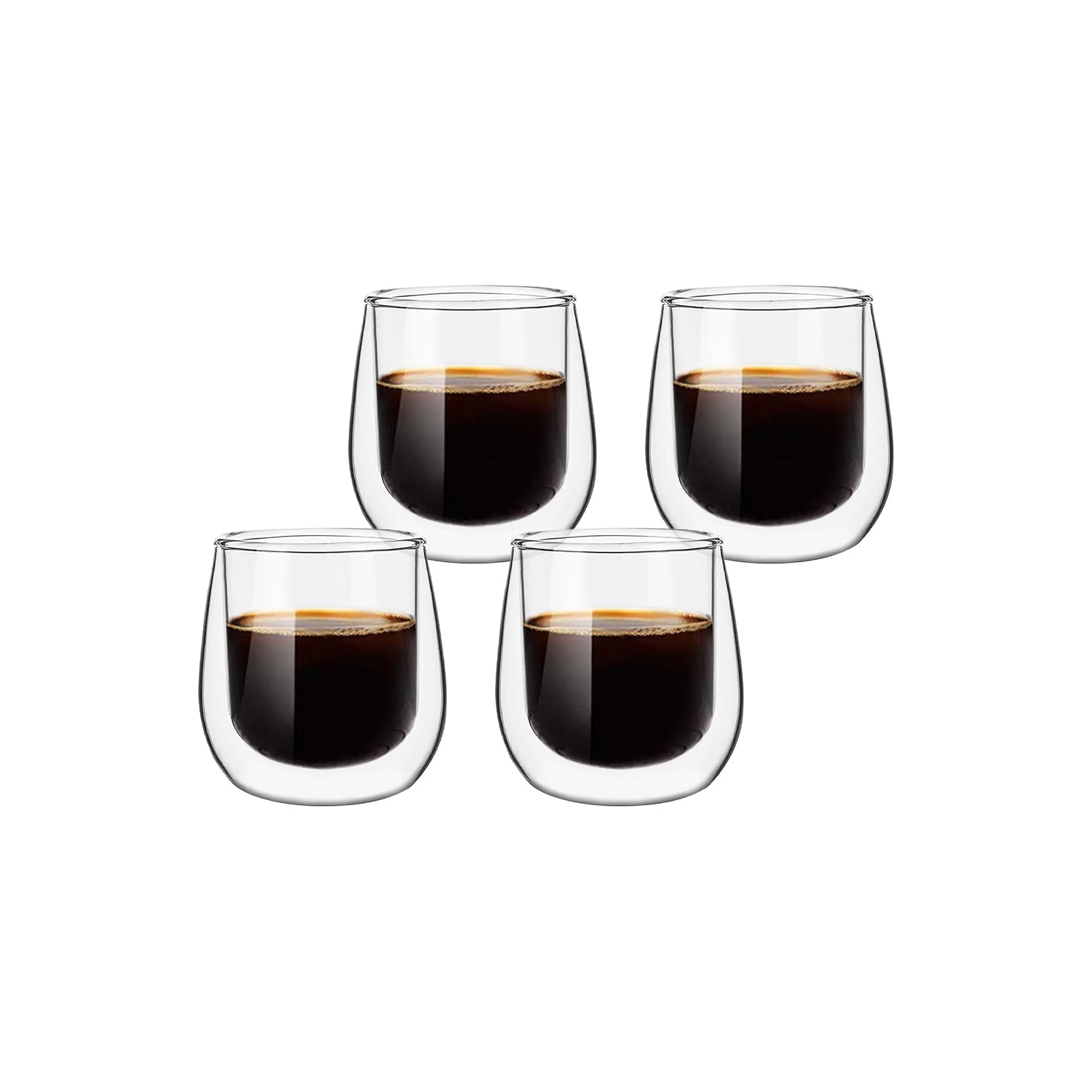 Set 4 Tazas Vidrio Doble Pared Expreso 80 ml Simplit