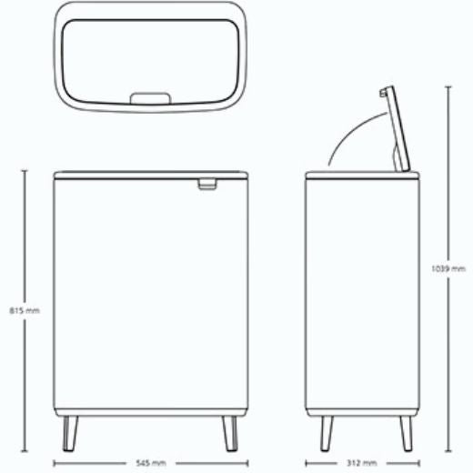  Brabantia Bo Touch Bin Hi - Cubo de basura (2 cubos interiores  de 30 litros), color negro mate : Hogar y Cocina