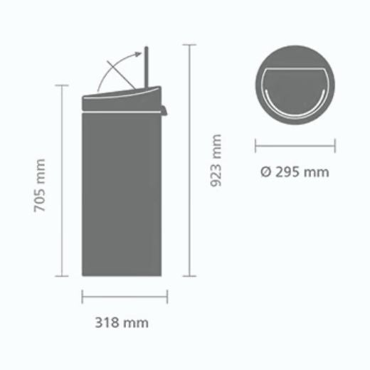 Basurero Touch New 30 Litros Negro Mate Brabantia®