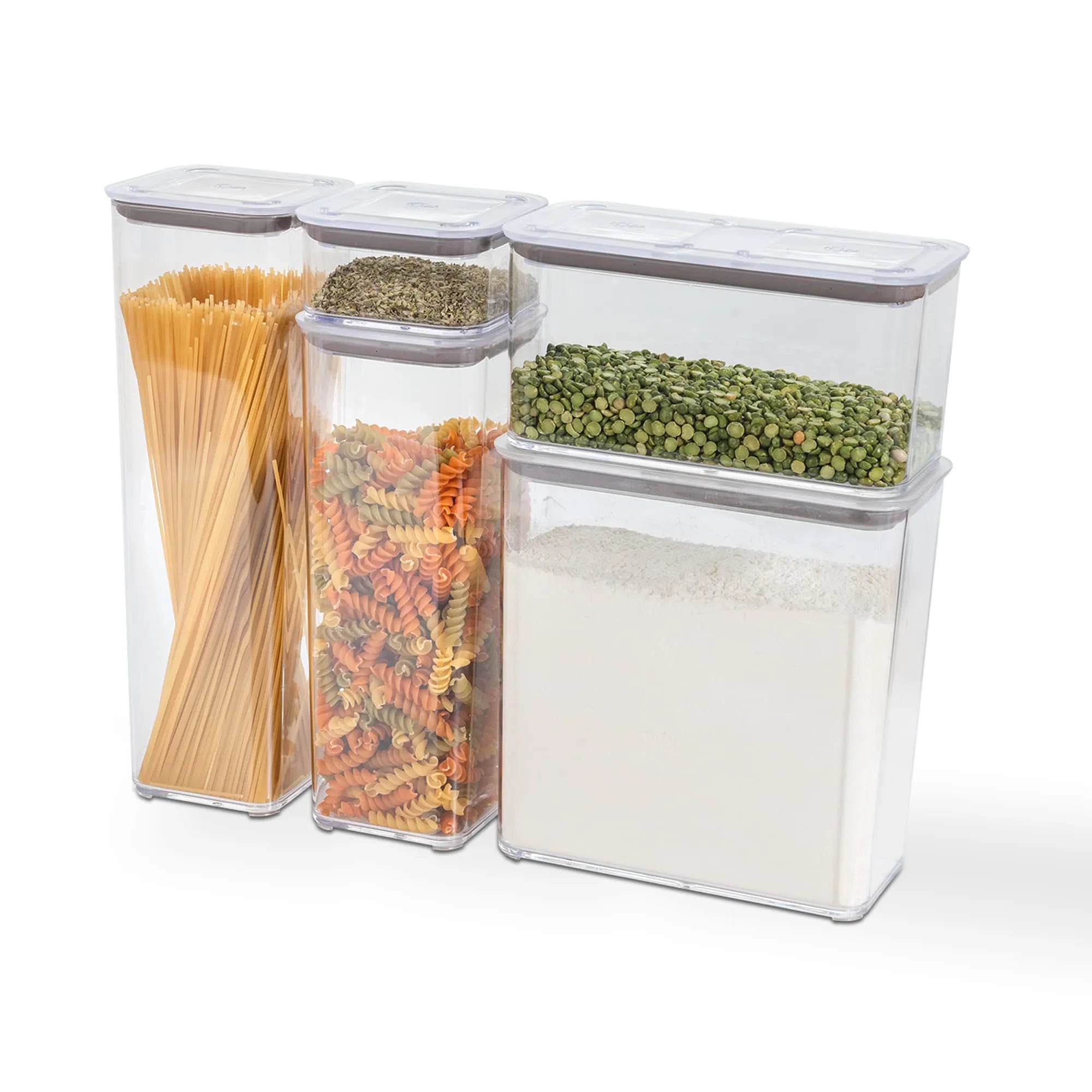 Contenedores Herméticos Modulares Transparente Pack Mix 5 Piezas Coza®