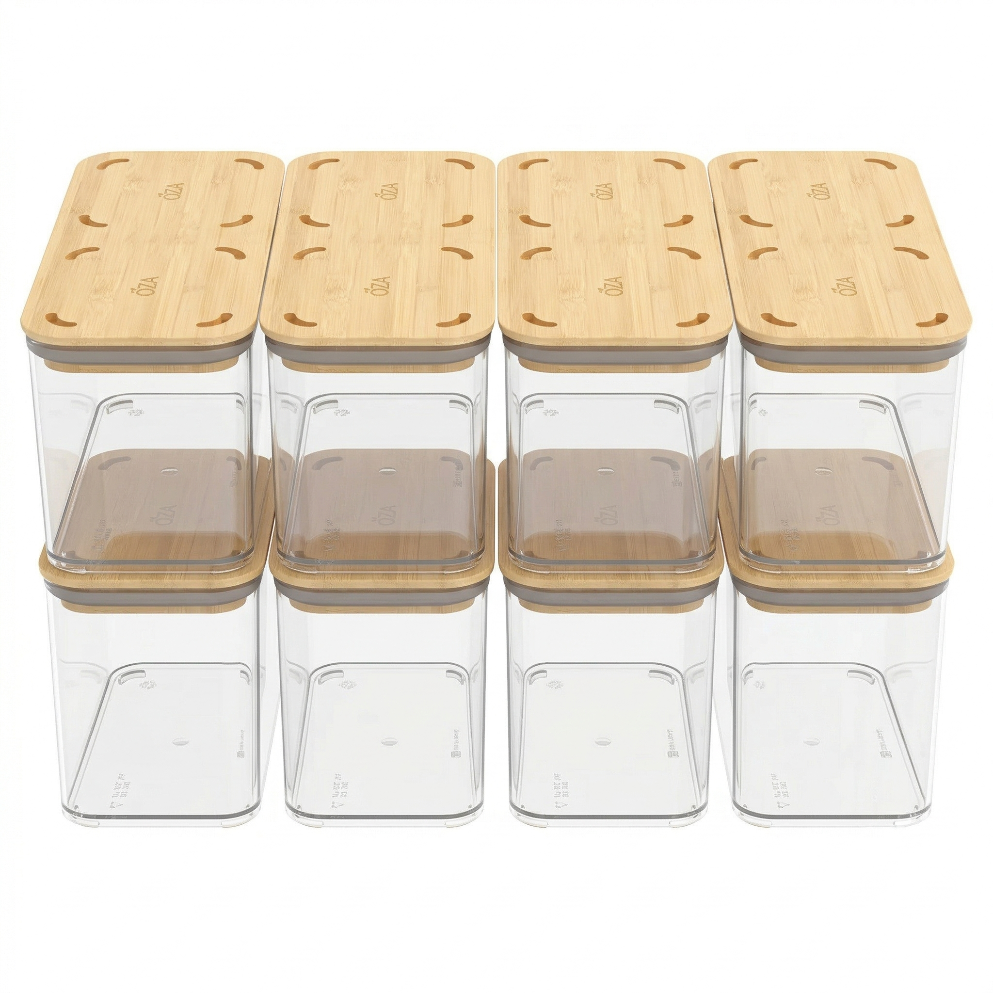 Contenedores Herméticos Modulares Tapa Bambú 1,3L Pack 8 Piezas Coza®