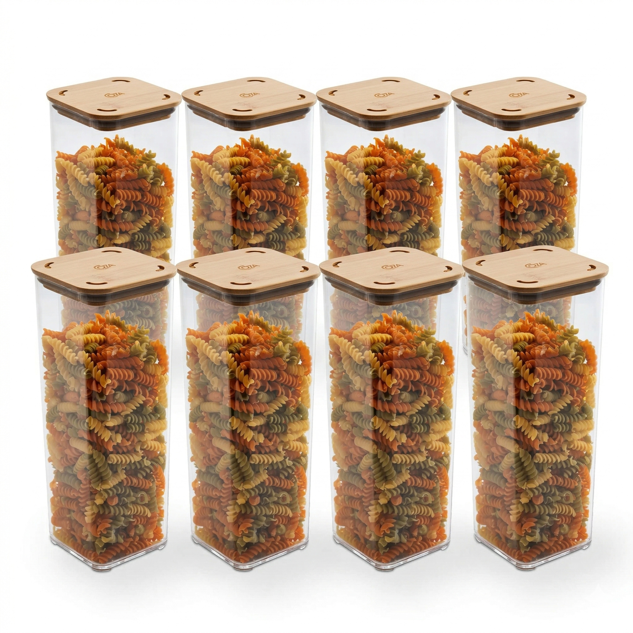 Contenedores Herméticos Modulares Tapa Bambú 1,5L Pack 8 Piezas Coza®