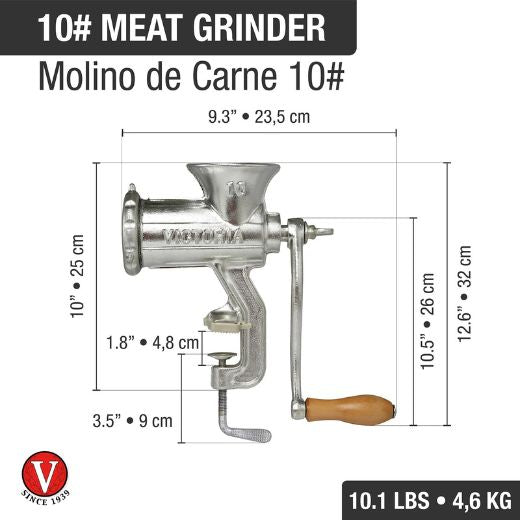 Molino de Carne Manual #10 Estañado Victoria®