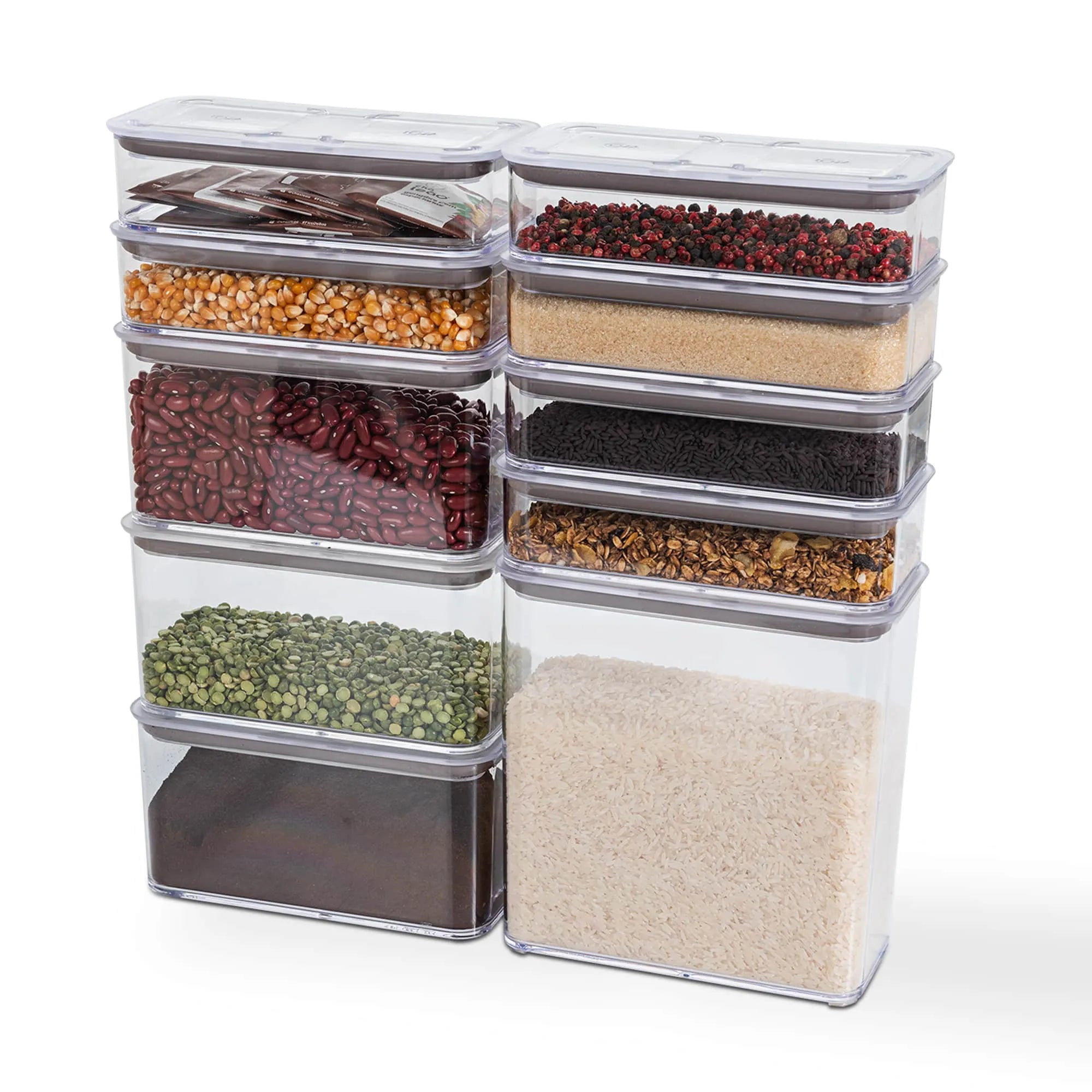 Contenedores Herméticos Modulares Transparente Pack Mix 10 Piezas Coza®