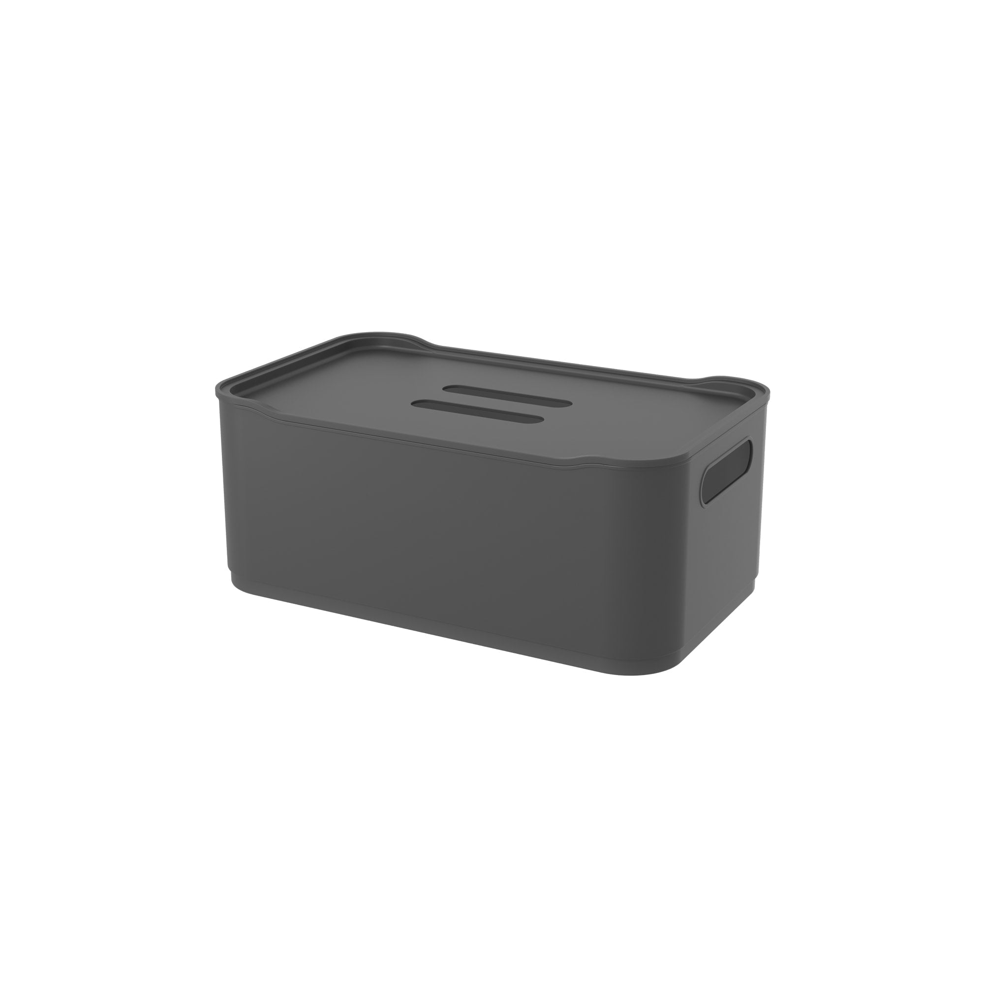 Caja Organizadora con Tapa Fit Grande 5,6 Litros Gris Grafito Coza®
