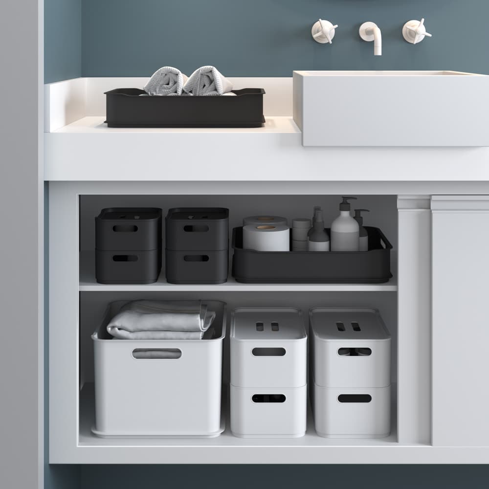 Caja Organizadora con Tapa Fit Maxi 7,6 Litros Gris Grafito Coza®