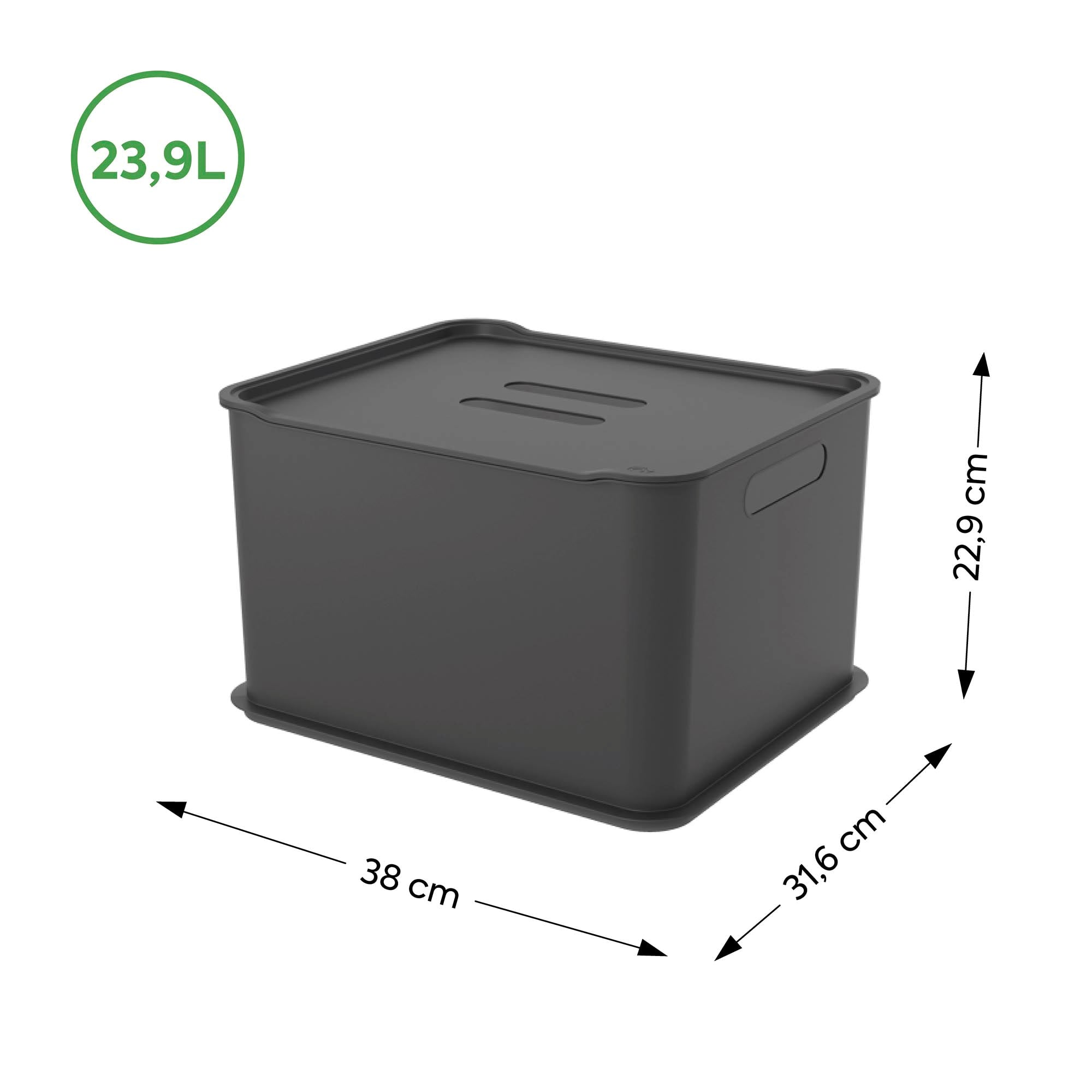 Caja Organizadora con Tapa Fit Ultra 23,9 Litros Gris Grafito Coza®