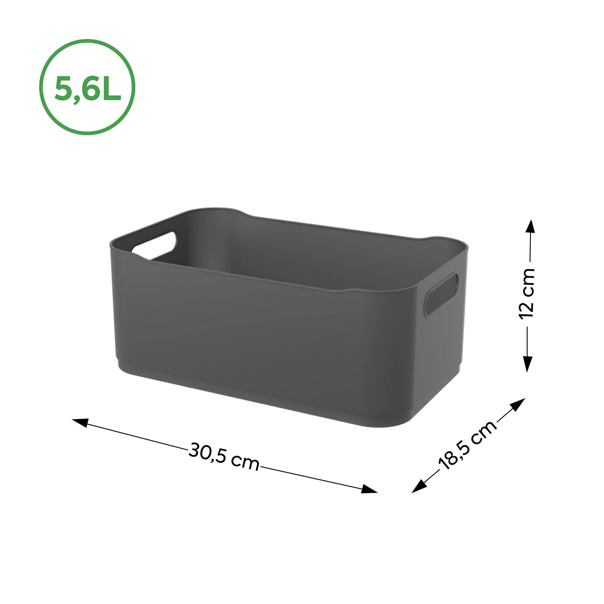 Caja Organizadora Fit Grande 5,6 Litros Gris Grafito Coza®