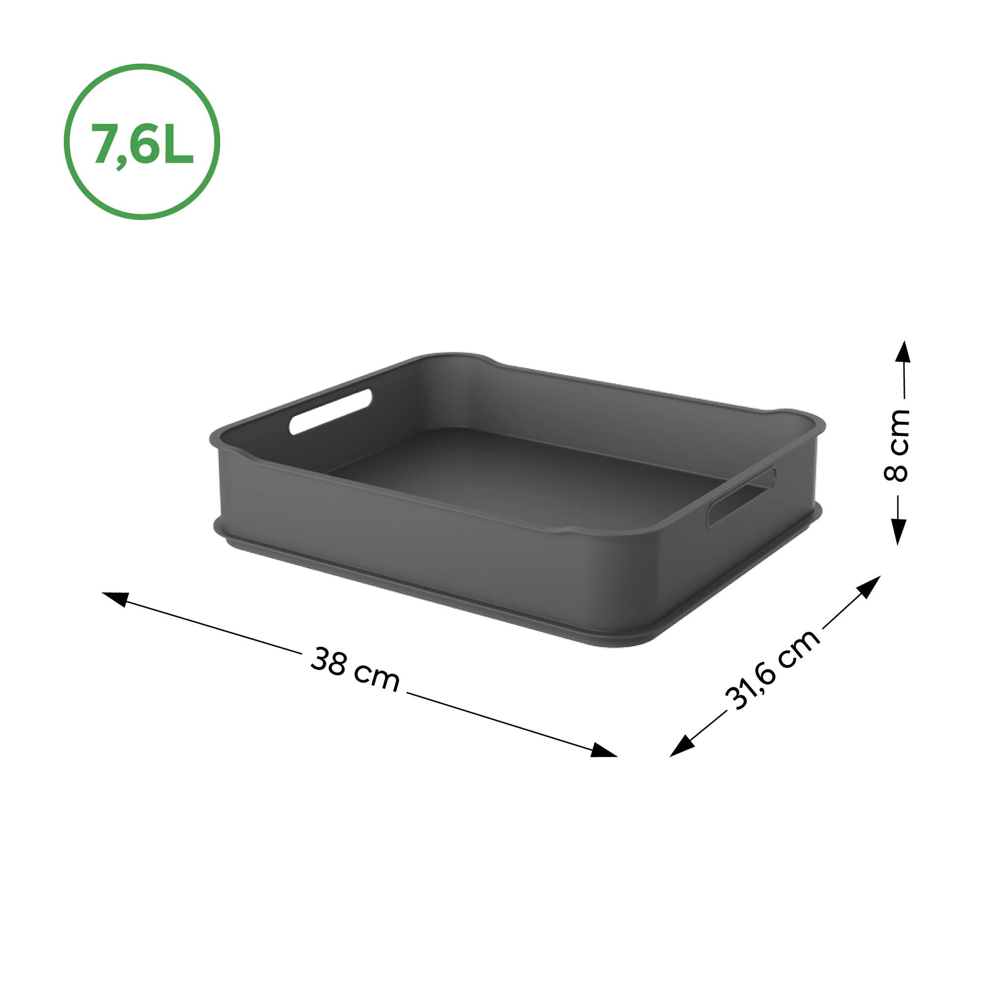 Caja Organizadora Fit Maxi 7,6 Litros Gris Grafito Coza®