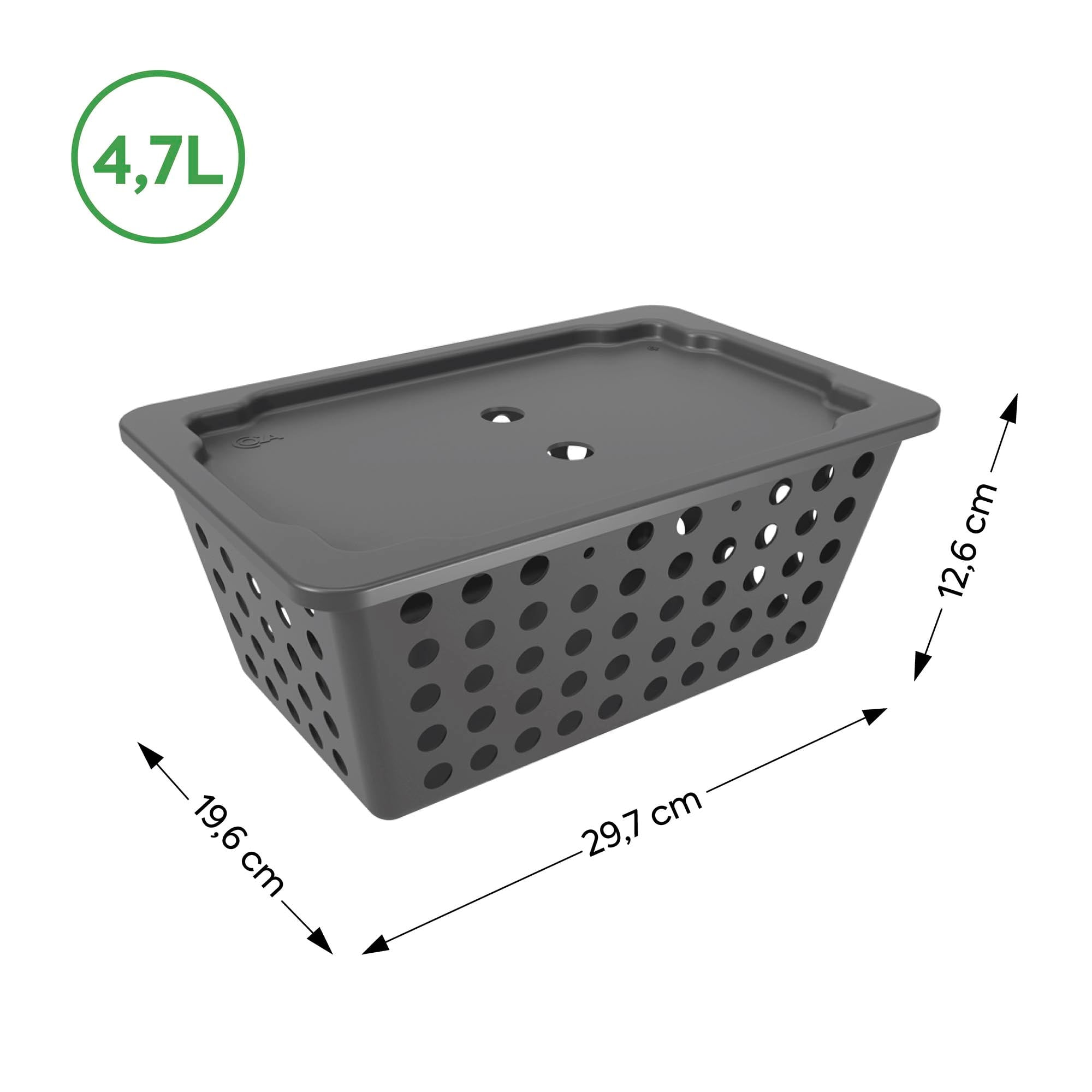 Cesta Organizadora con Tapa One Grande 4,7 Litros Gris Grafito Coza®