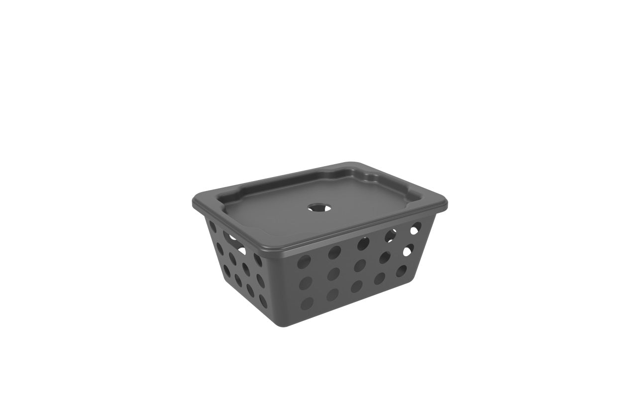 Cesta Organizadora con Tapa One Pequeña 1,5 Litros Gris Grafito Coza®