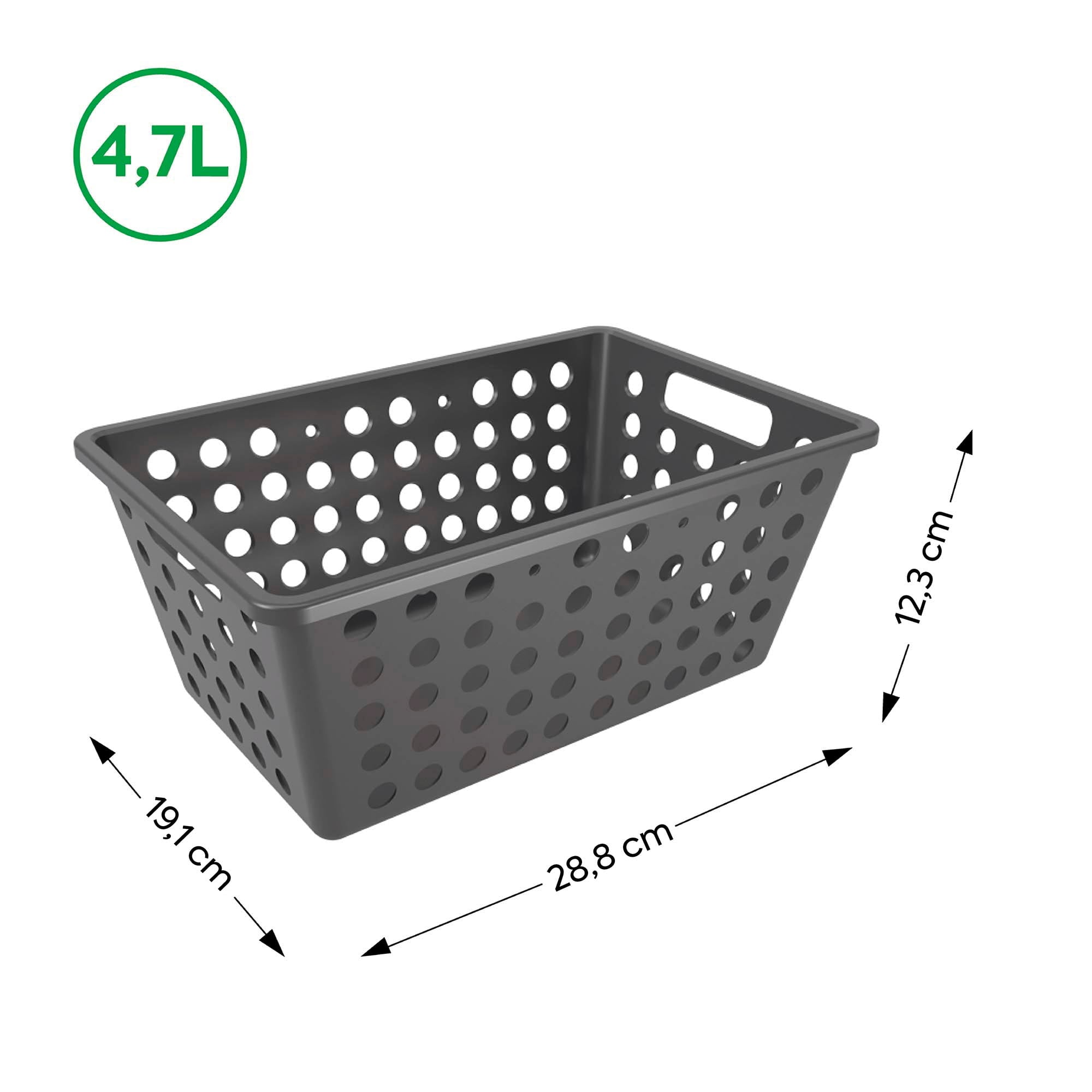Cesta Organizadora One Grande 4,7 Litros Gris Grafito Coza®