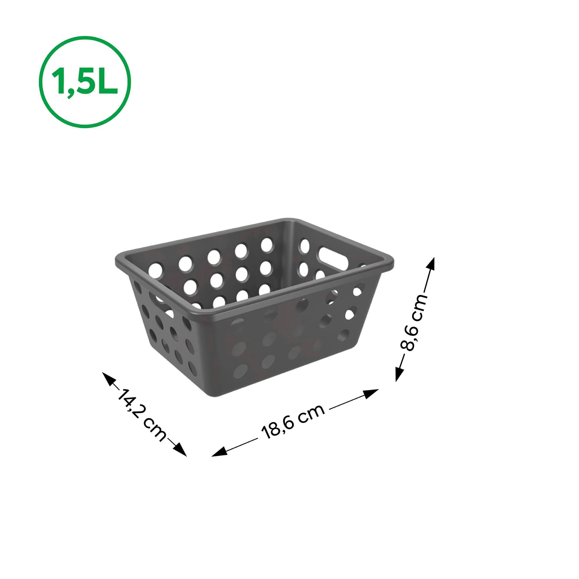 Cesta Organizadora One Pequeña 1,5 Litros Gris Grafito Coza®