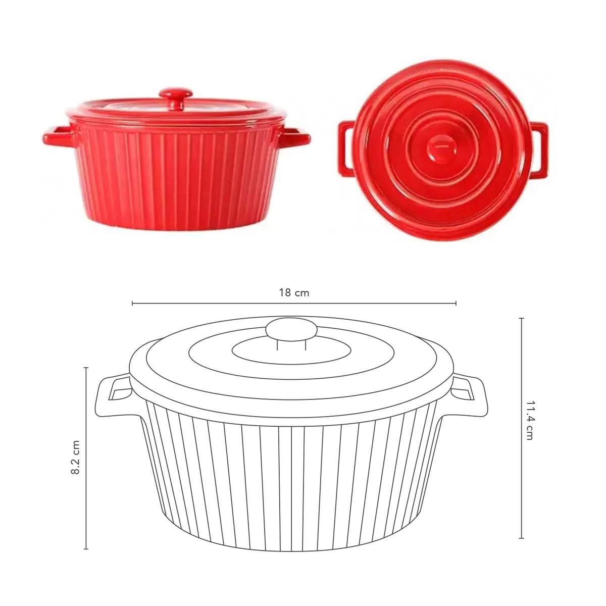 Fuente de Cerámica para Horno Cacerola Olla Roja Simplit