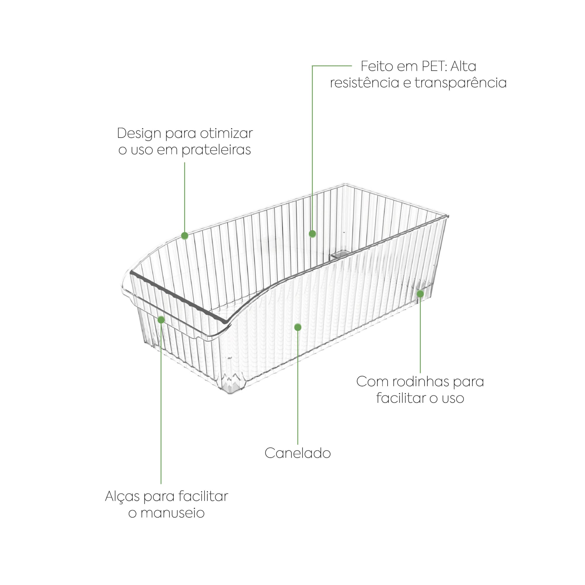 Organizador con Ruedas New Retrô Grande 2,6 Litros Cristal Coza®