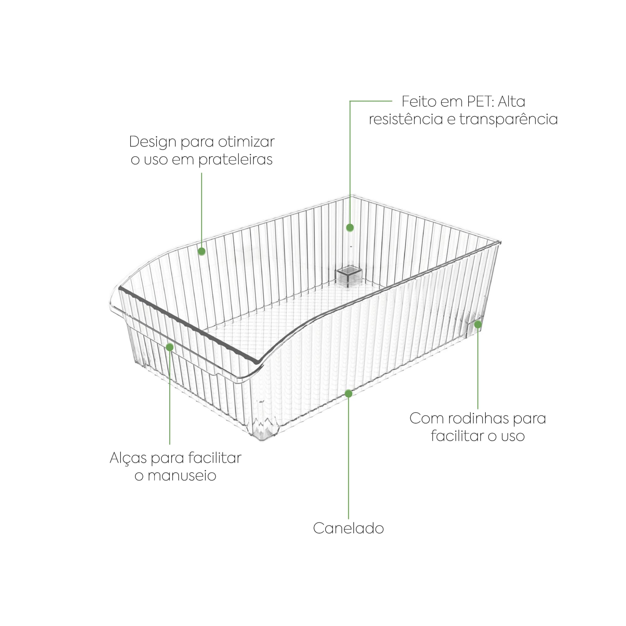 Organizador con Ruedas New Retrô Maxi 3,6 Litros Cristal Coza®