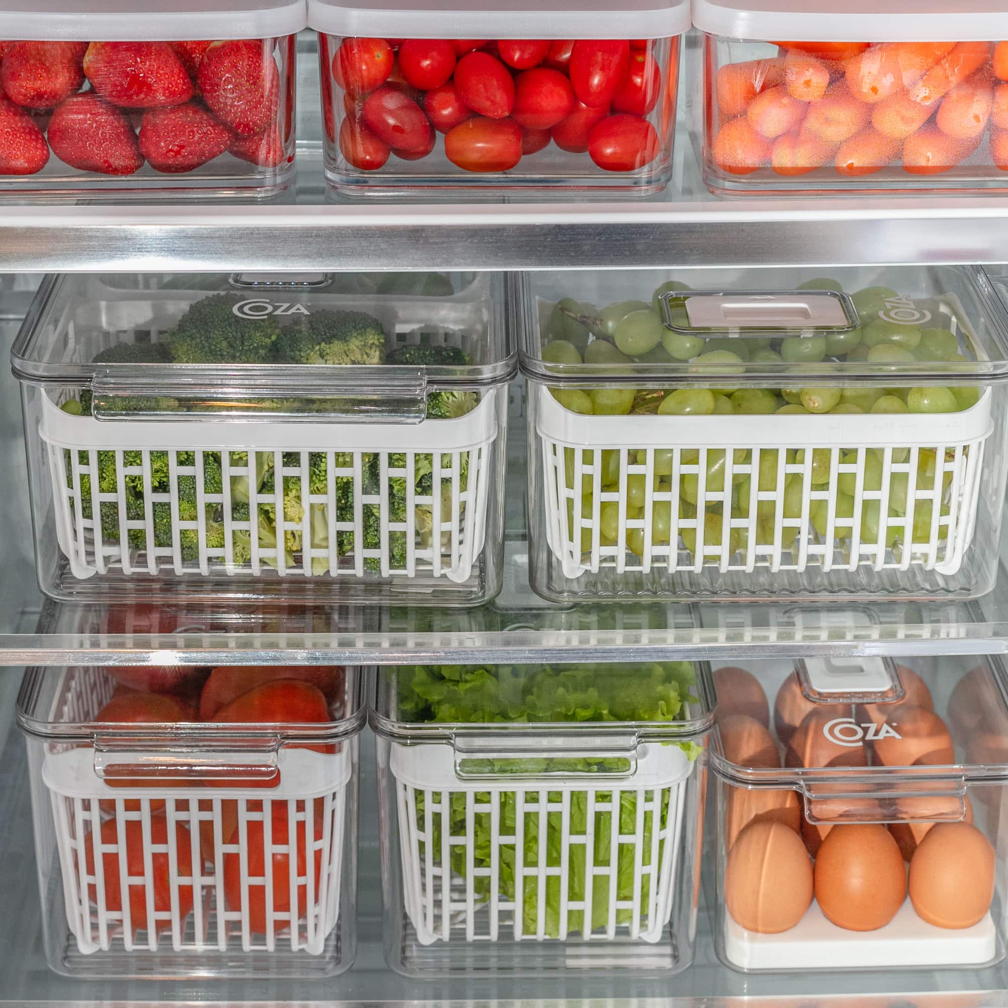 Organizador de Refrigerador con 2 Cestas 6,7 Litros Dry Cristal Coza®