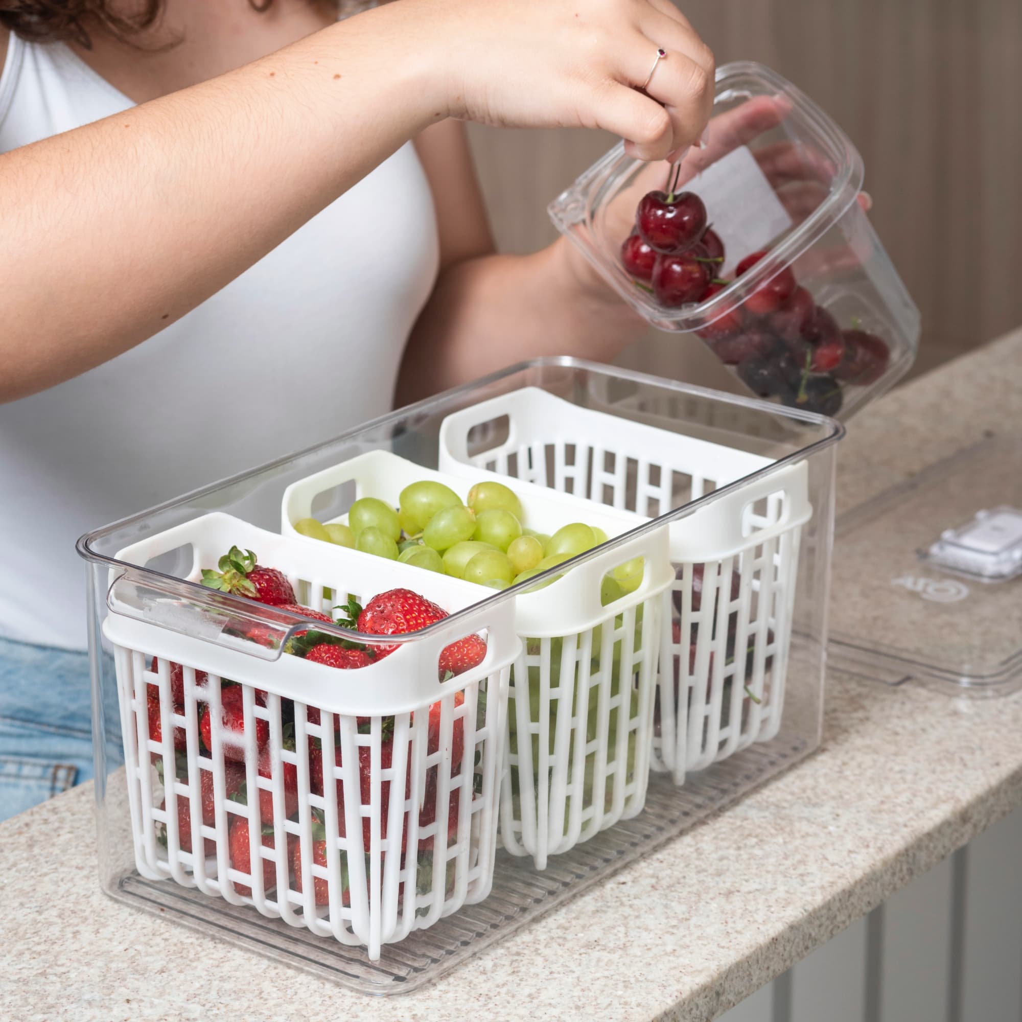 Organizador de Refrigerador Dry 6 Litros con 3 Cestas Coza®