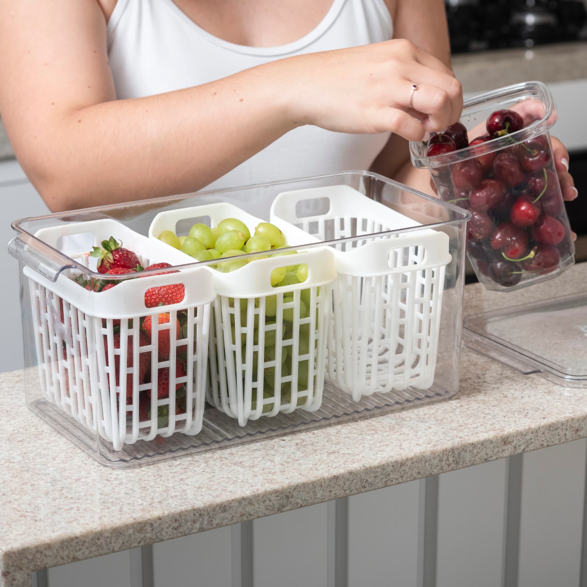 Organizador de Refrigerador Dry 6 Litros con 3 Cestas Coza®