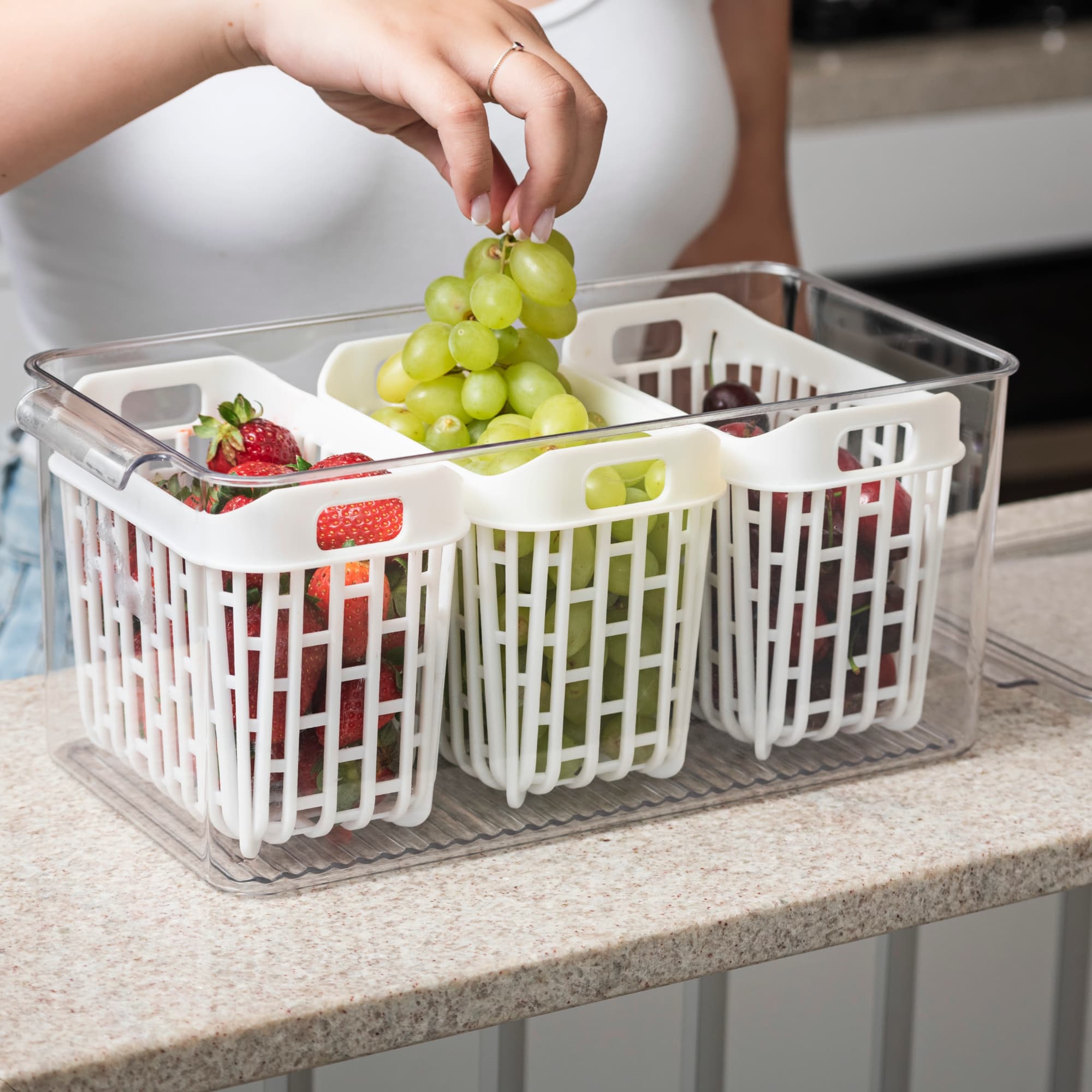 Organizador de Refrigerador Dry 6 Litros con 3 Cestas Coza®