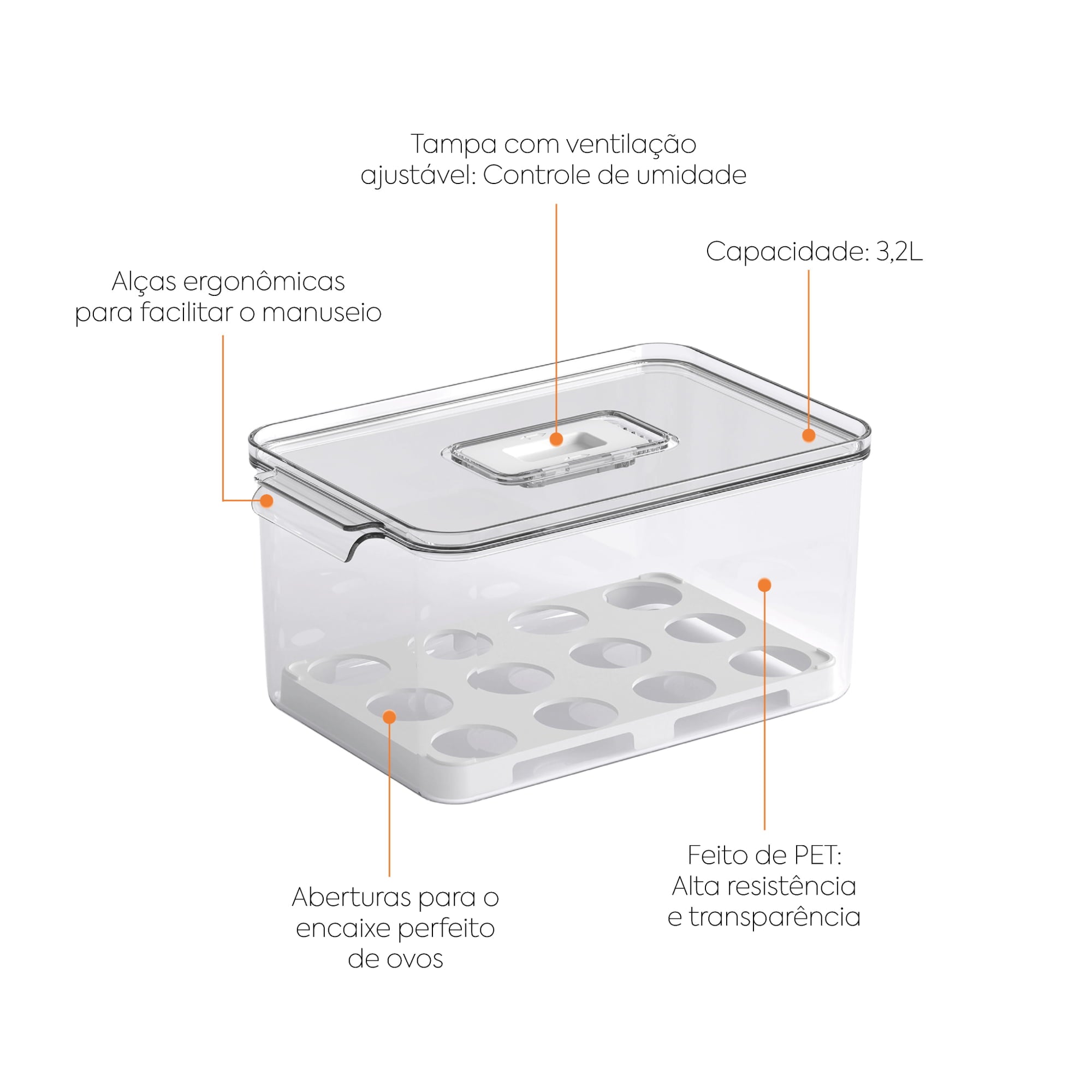 Organizador de Huevos con Tapa Dry 24 Unidades Coza®