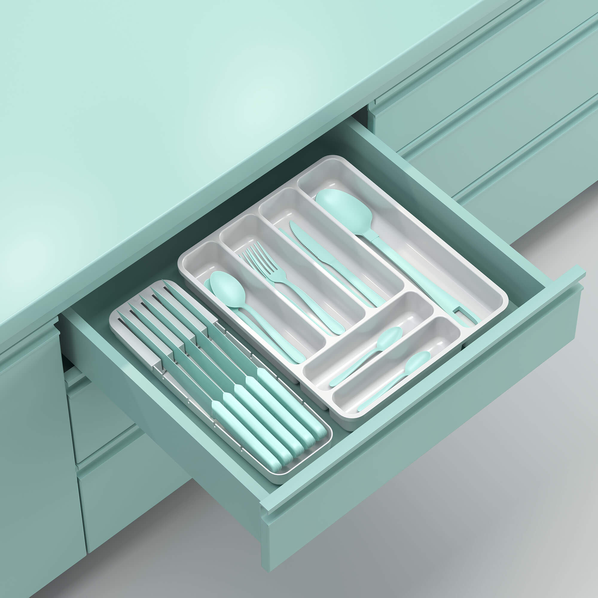 Organizador de Cubiertos con Tapa Extensible Perfect Blanco Coza®