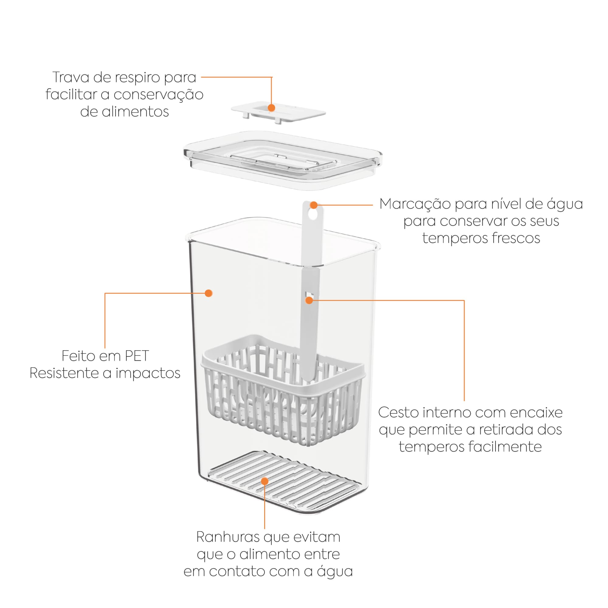 Organizador para Especias Frescas Dry 2,3 Litros Cristal Coza®