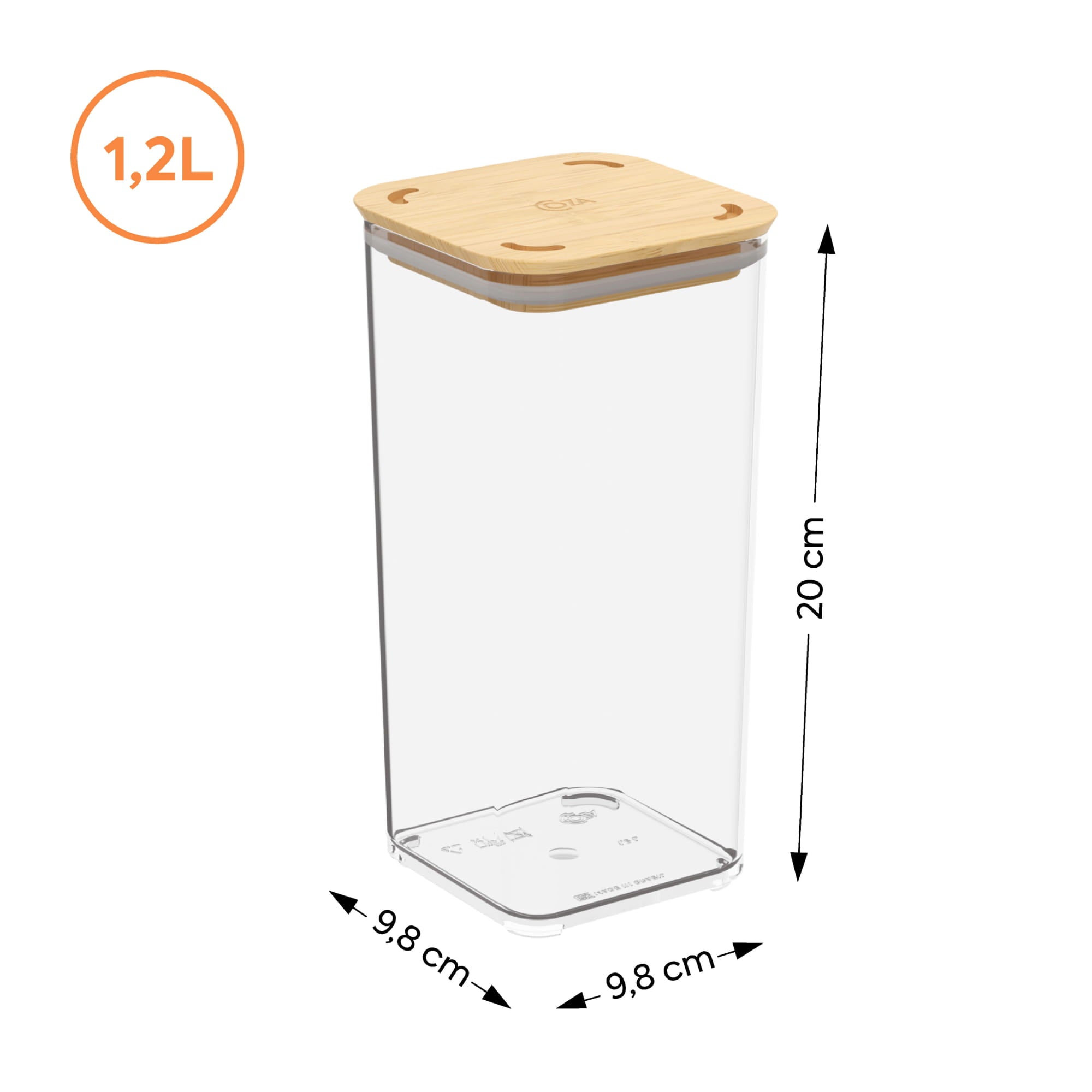 Contenedor Hermético Modo Bambú 1,2 Litros Cristal Coza®