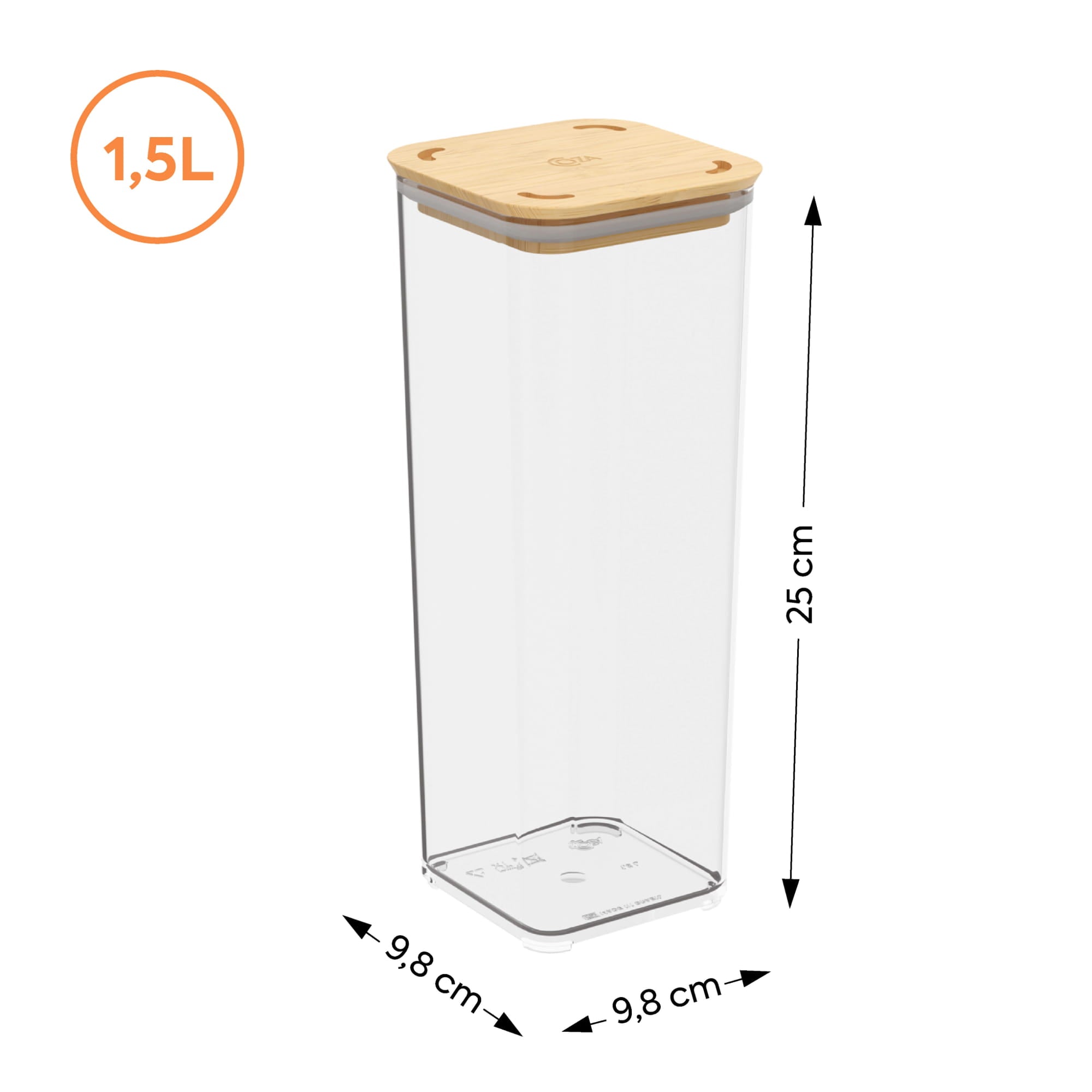 Contenedor Hermético Modo Bambú 1,5 Litros Cristal Coza®