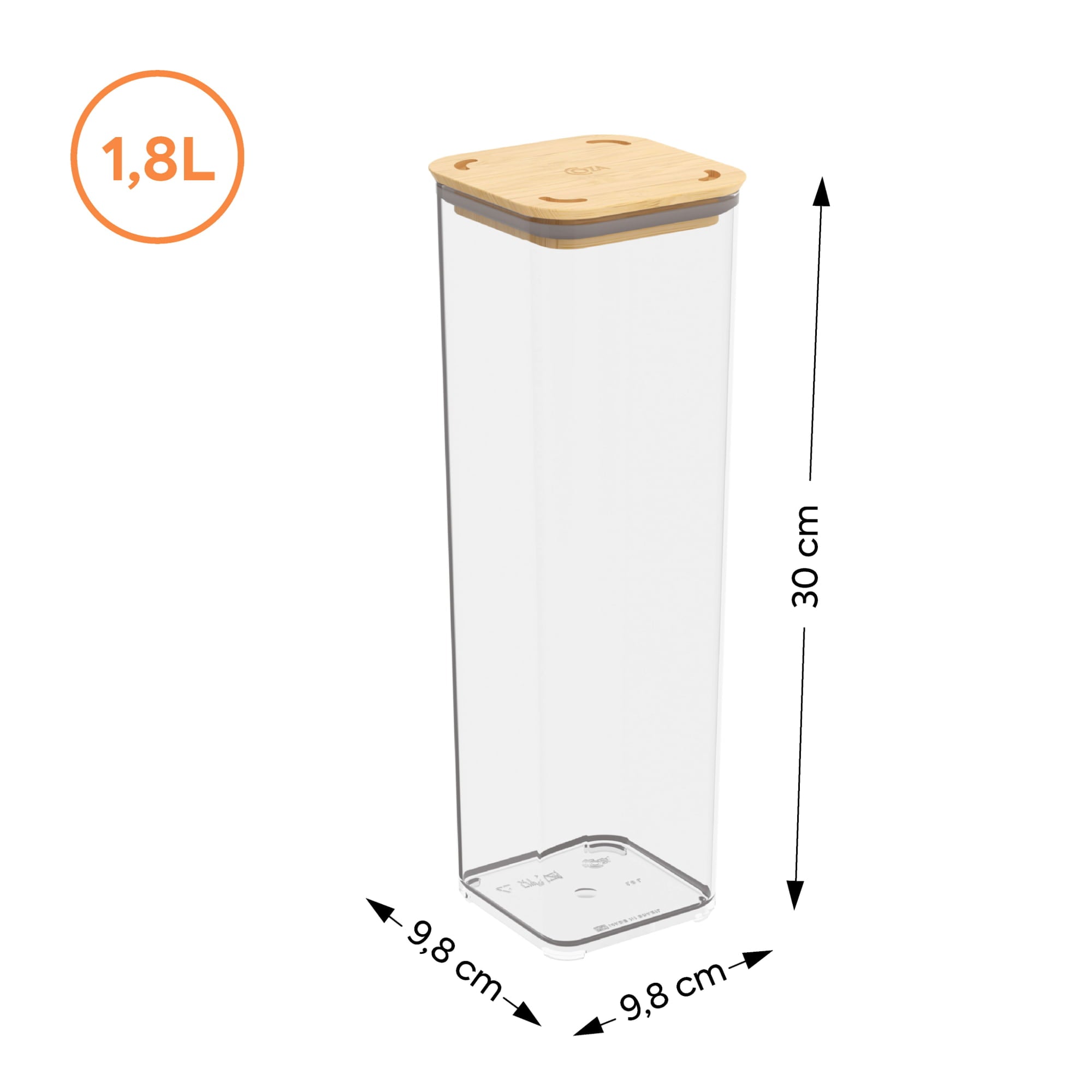 Contenedor Hermético Modo Bambú 1,8 Litros Cristal Coza®