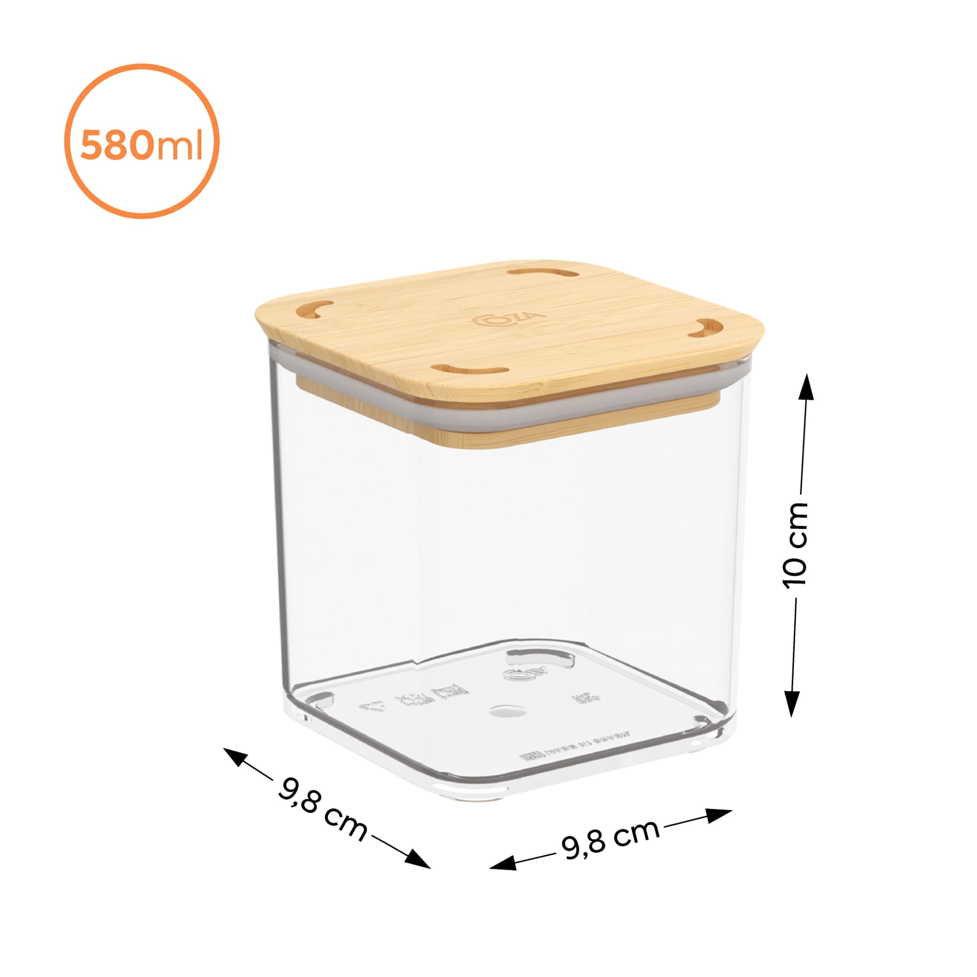 Contenedor Hermético Modo Bambú 580ml Cristal Coza®