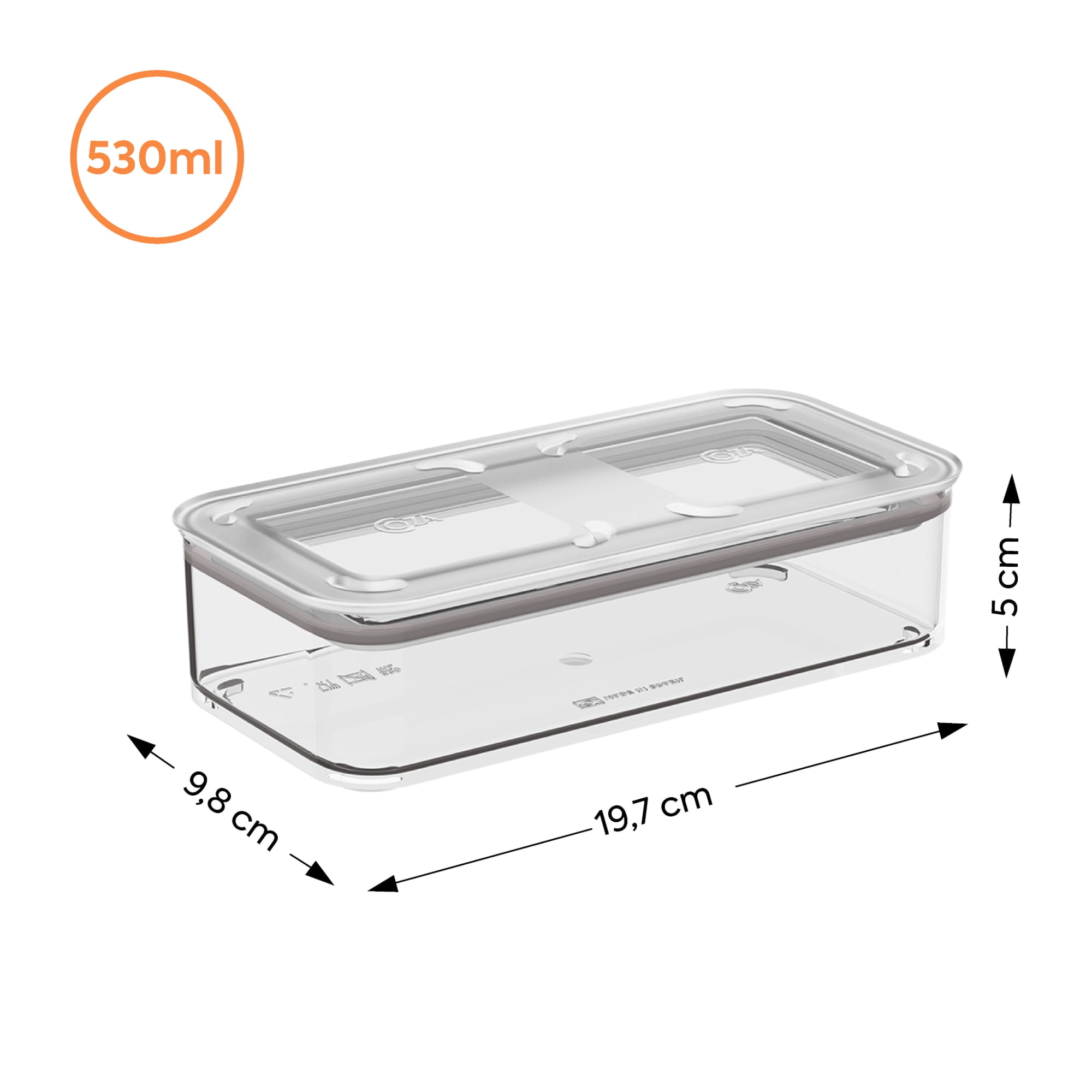 Contenedor Hermético Rectangular Modo 530ml Cristal Coza®