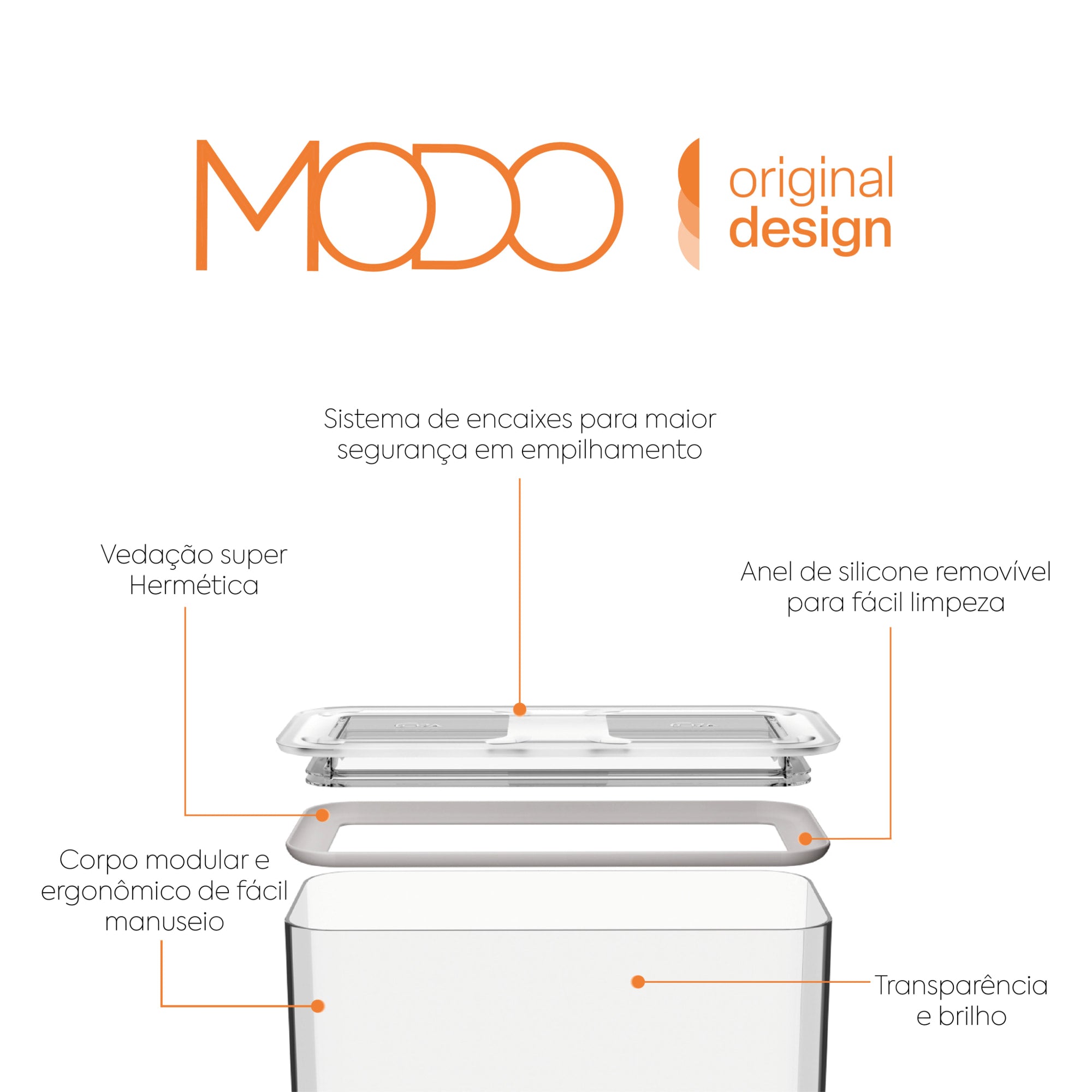 Contenedor Hermético Rectangular Modo 530ml Cristal Coza®