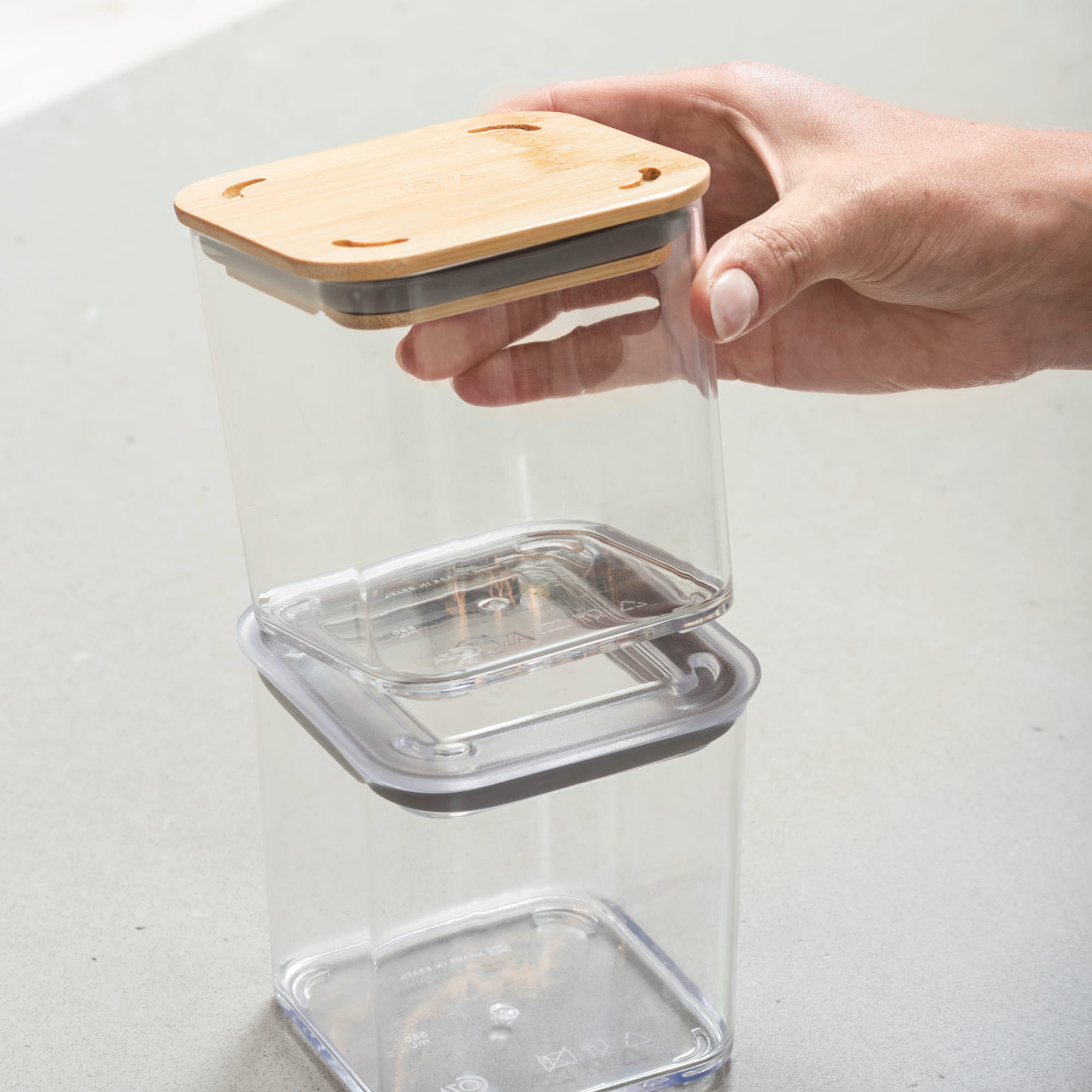 Contenedor Hermético Rectangular Modo Bambú 530ml Cristal Coza®