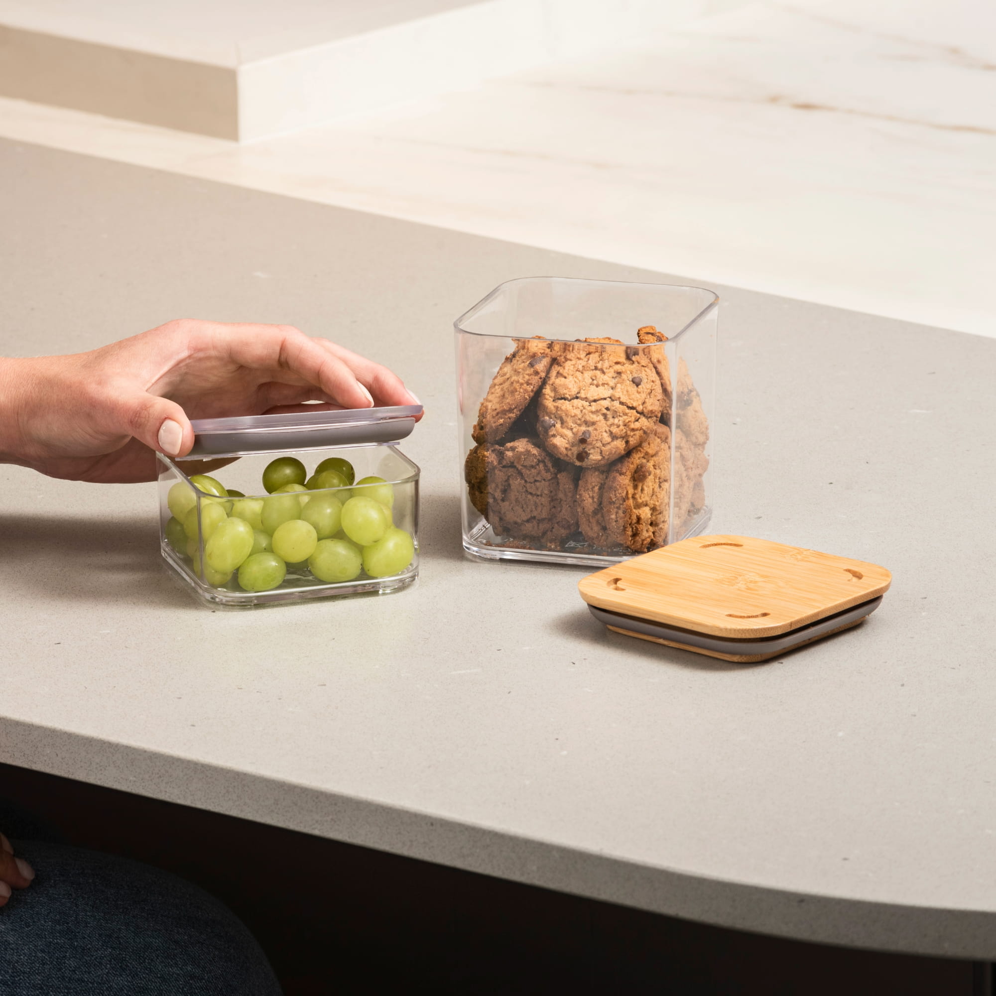 Contenedor Hermético Rectangular Modo Bambú 530ml Cristal Coza®