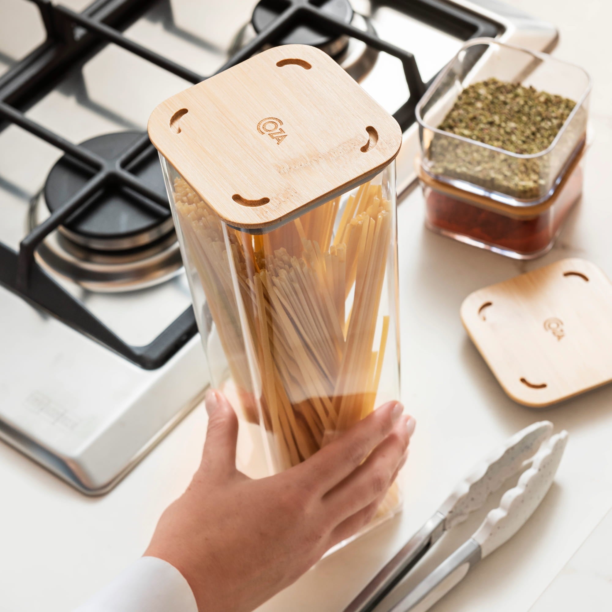 Contenedor Hermético Rectangular Modo Bambú 530ml Cristal Coza®