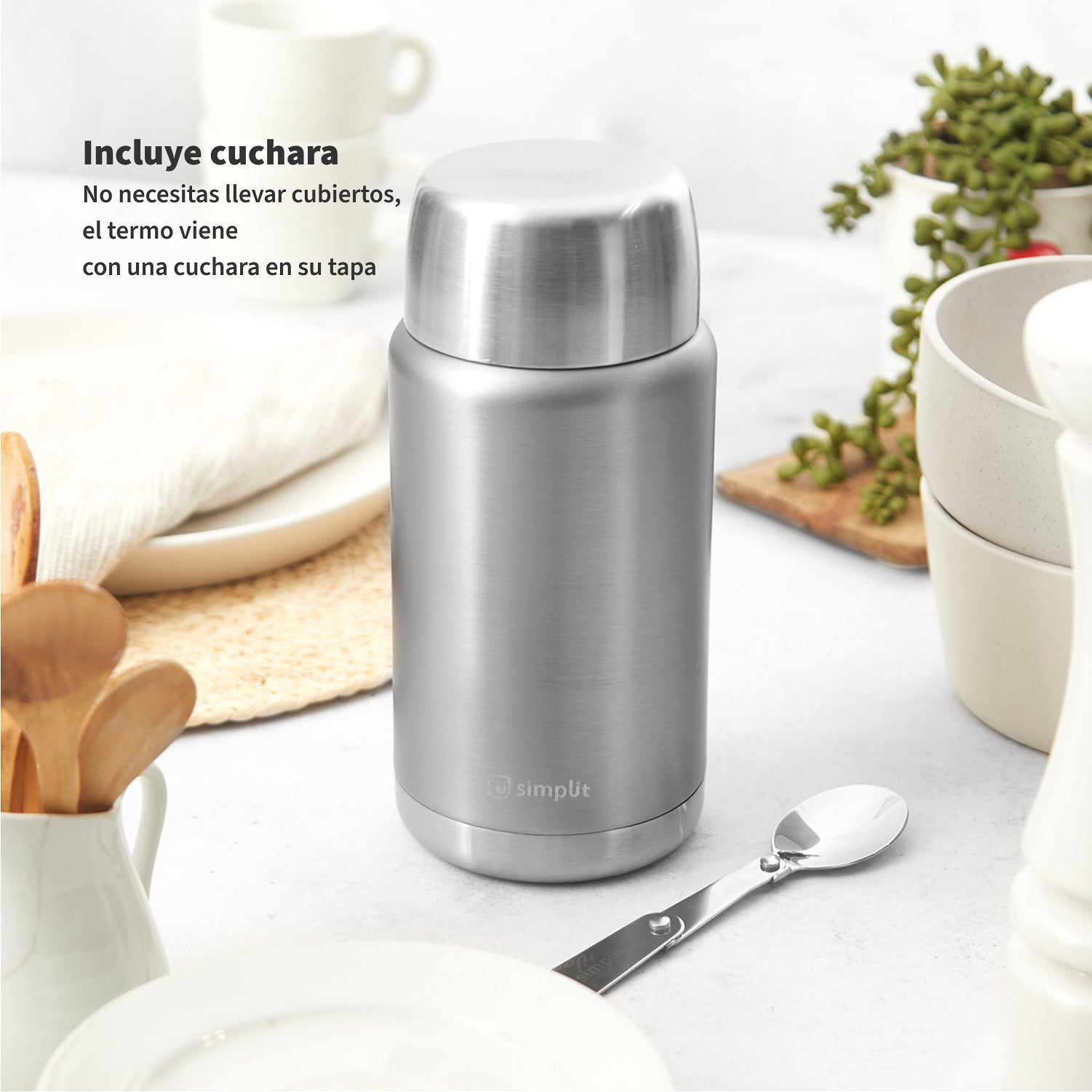 Termo de Comida Insulado Acero Inox 750 ml Gris Simplit