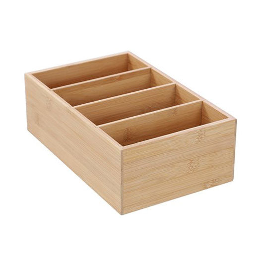 Caja Organizadora 4 Secciones de Bambú 25x16x8,5cm BoxSweden®