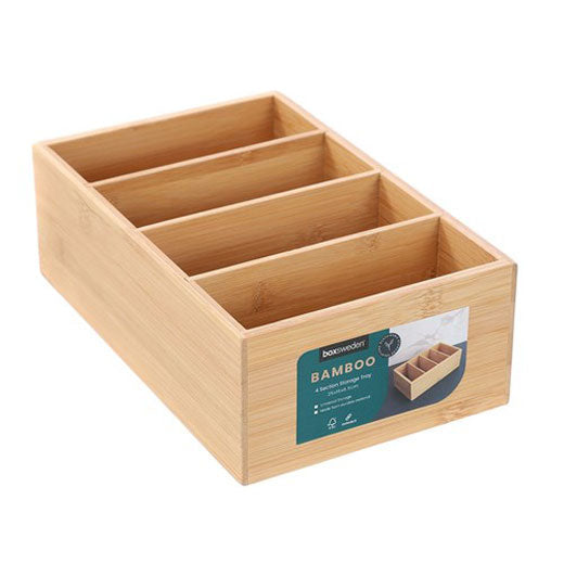 Caja Organizadora 4 Secciones de Bambú 25x16x8,5cm BoxSweden®