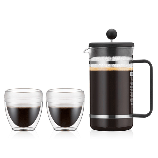 Set de Cafetera Bistro de 1Lt y 2 Vasos Pavina Plásticos de Doble Pared Para 0,25Lts Bodum®