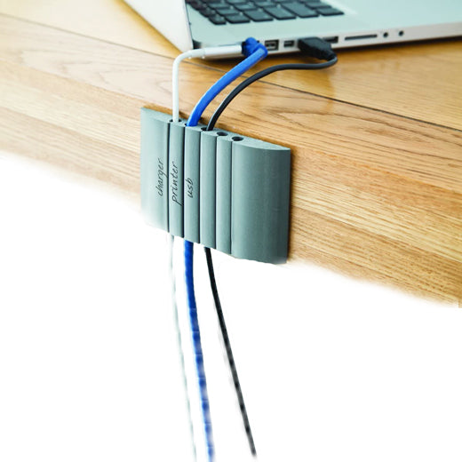 Sostenedor de cables con adhesivo gris