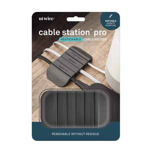 Sostenedor-y-organizador-de-cables-gris-con-adhesivo-Cable-Station-Pro