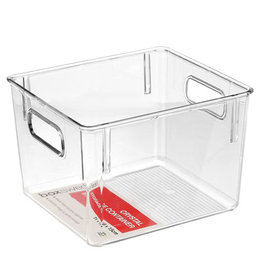 Contenedor Plástico Transparente Mediano para Despensa y Refrigerador 21x19x15cm BoxSweden®