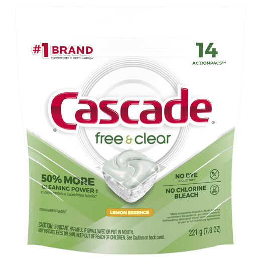 Lavavajillas Cascade® Free & Clear Limon Actions Pacs Fresh 14u